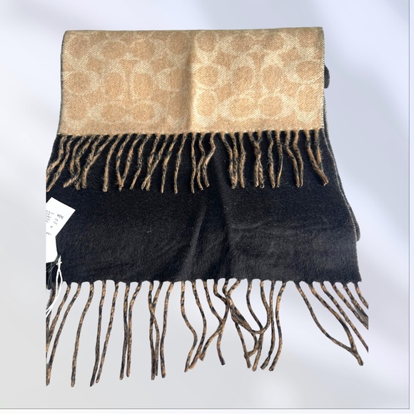 Coach Reversible signature cashmere muffler - brown and black NEW - Picture 4 of 4